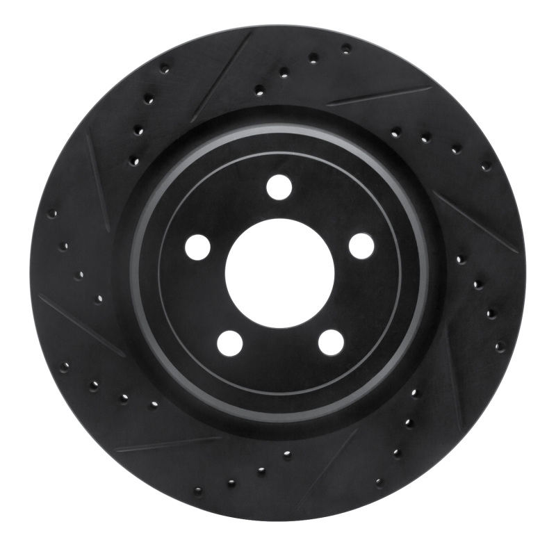 Dodge Charger Brake Rotor (1) - Rear Left - R1 Concepts - Drilled & Slotted - Black - `06-`23
